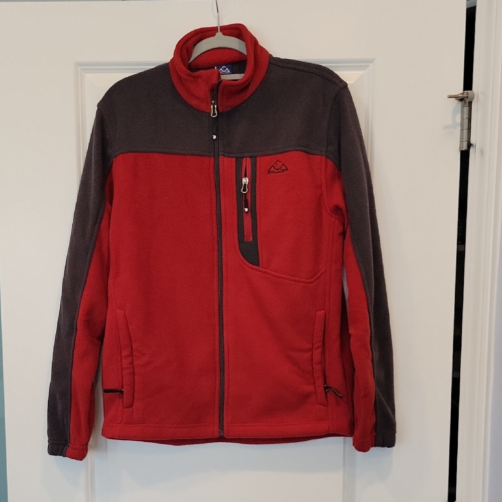 Outdoor Sports Men's Grey/Maroon Full Zip Fleece Jacket In Small NWOT